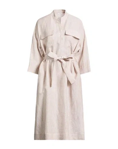Peserico Easy Woman Midi Dress Sand Size 6 Linen In Neutral