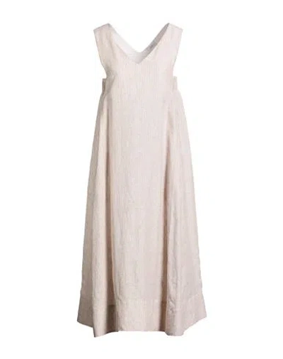 Peserico Easy Woman Midi Dress Sand Size 8 Linen In Pink