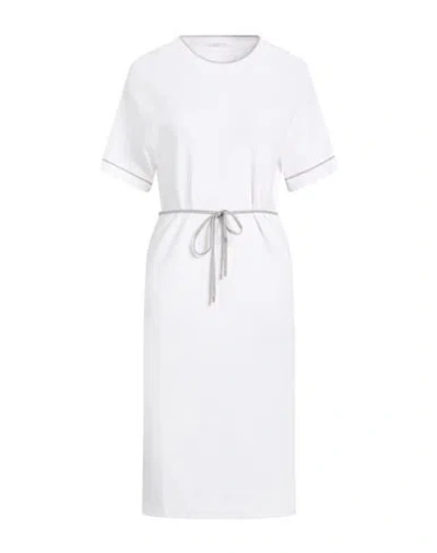 Peserico Easy Woman Midi Dress White Size 4 Cotton