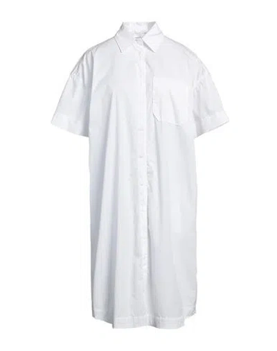 Peserico Easy Woman Midi Dress White Size 4 Cotton, Polyester, Elastane In Gray