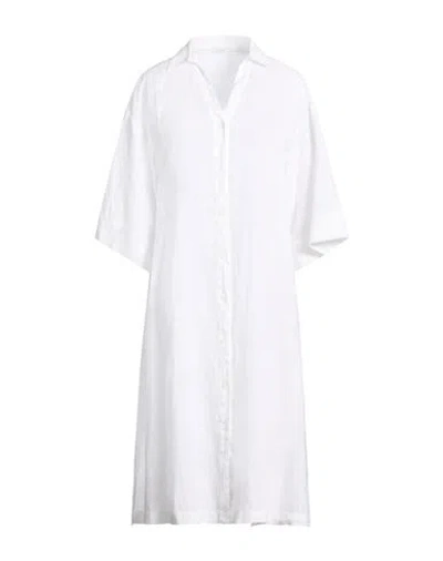 Peserico Easy Woman Midi Dress White Size 6 Linen