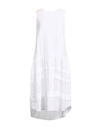 Peserico Easy Woman Midi Dress White Size 6 Linen