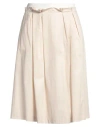 Peserico Easy Woman Midi Skirt Beige Size 14 Cotton, Elastane, Polyamide In Beige