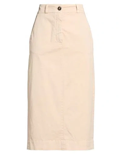 Peserico Easy Woman Midi Skirt Beige Size 8 Cotton, Elastane In Neutral