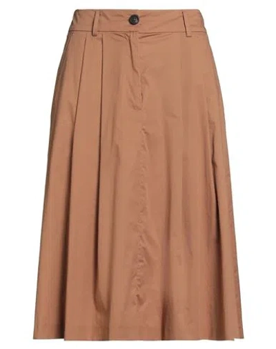 Peserico Easy Woman Midi Skirt Brown Size 6 Cotton, Elastane