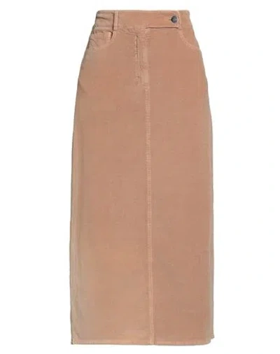 Peserico Easy Woman Midi Skirt Camel Size 6 Cotton, Modal, Elastane In Neutral