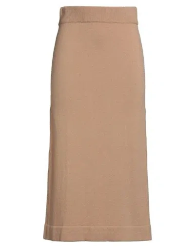 Peserico Easy Woman Midi Skirt Camel Size 6 Merino Wool, Cashmere In Brown