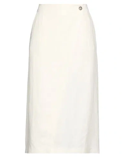 Peserico Easy Woman Midi Skirt Cream Size 6 Linen In White