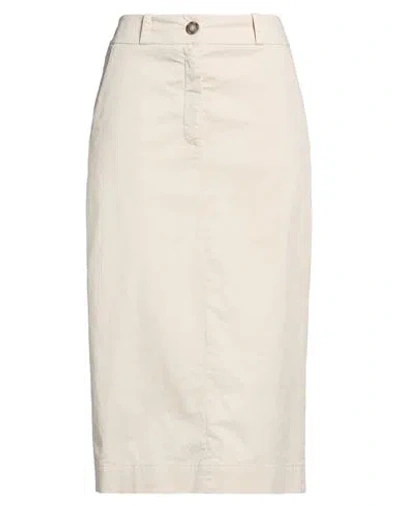 Peserico Easy Woman Midi Skirt Ivory Size 8 Cotton, Elastane In Neutral