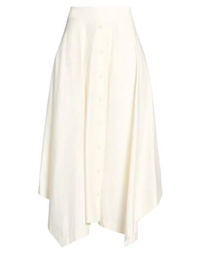 Peserico Easy Woman Midi Skirt Ivory Size 8 Cotton, Elastane In White