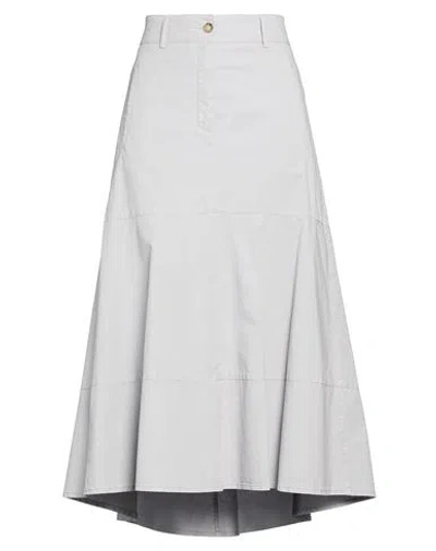 Peserico Easy Woman Midi Skirt Light Grey Size 14 Cotton, Lyocell, Elastane In White