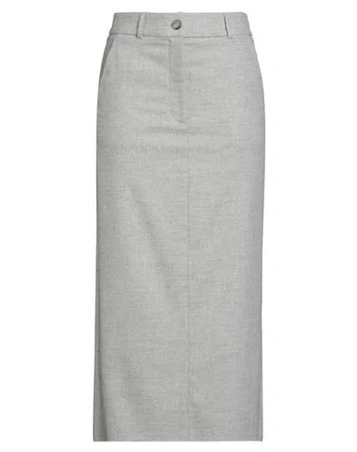 Peserico Easy Woman Midi Skirt Light Grey Size 6 Wool, Polyester, Viscose, Polyamide, Elastane In Gray