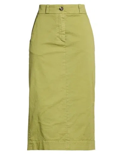 Peserico Easy Woman Midi Skirt Military Green Size 12 Cotton, Elastane