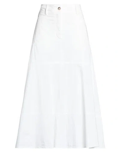 Peserico Easy Woman Midi Skirt White Size 8 Cotton, Lyocell, Elastane