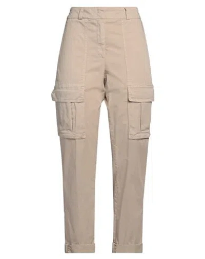 Peserico Easy Woman Pants Beige Size 10 Cotton, Elastane