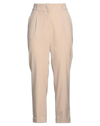 Peserico Easy Woman Pants Beige Size 10 Polyester, Viscose, Elastane, Cotton