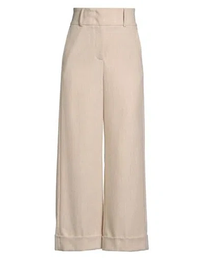 Peserico Easy Woman Pants Beige Size 10 Wool, Polyester, Viscose, Polyamide, Elastane In Brown