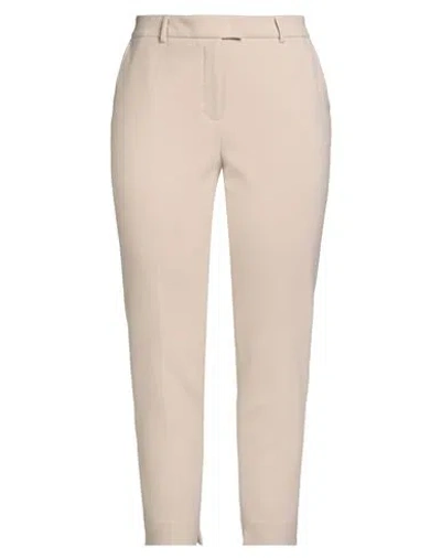 Peserico Easy Woman Pants Beige Size 12 Polyester, Viscose, Cotton, Elastane In Brown