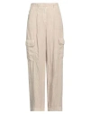 Peserico Easy Woman Pants Beige Size 6 Linen In Beige