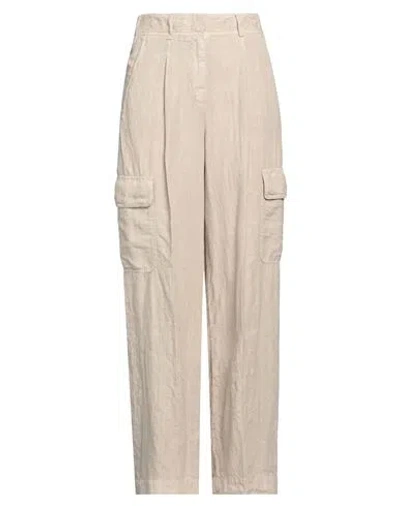 Peserico Easy Woman Pants Beige Size 6 Linen