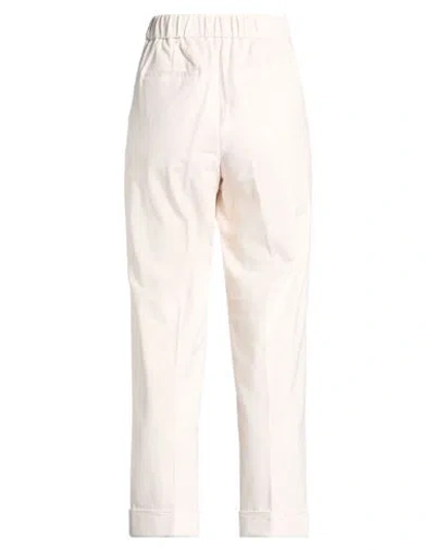 Peserico Easy Woman Pants Beige Size 8 Cotton, Elastane, Merino Wool, Cashmere In White