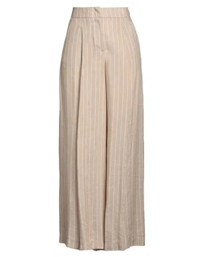 Peserico Easy Woman Pants Beige Size 8 Linen, Viscose