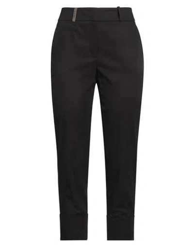 Peserico Easy Woman Pants Black Size 12 Cotton, Elastane