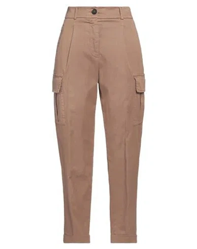 Peserico Easy Peserico Woman Pants Camel Size 4 Cotton, Tencel, Silk, Elastane In Beige