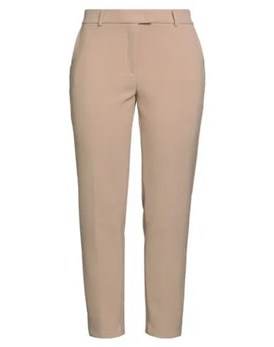 Peserico Easy Woman Pants Camel Size 12 Polyester, Viscose, Cotton, Elastane In Neutral