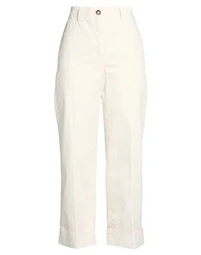 Peserico Easy Woman Pants Cream Size 8 Cotton, Elastane In Neutral
