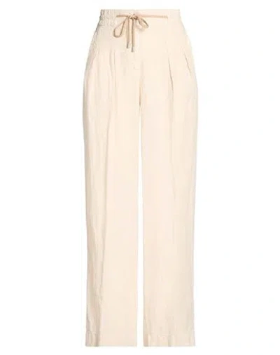 Peserico Easy Woman Pants Cream Size 6 Linen In Neutral