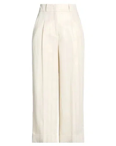 Peserico Easy Woman Pants Ivory Size 6 Linen In Yellow