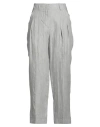 Peserico Easy Woman Pants Grey Size 6 Linen In Grey