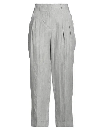 Peserico Easy Woman Pants Grey Size 6 Linen In Gray