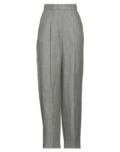 Peserico Easy Woman Pants Grey Size 6 Linen