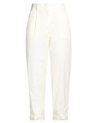 Peserico Easy Woman Pants Ivory Size 6 Cotton, Elastane In White