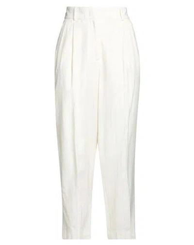 Peserico Easy Woman Pants Ivory Size 6 Linen, Cotton, Viscose In White