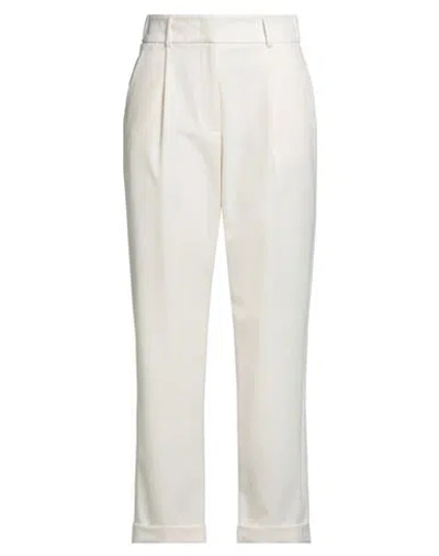 Peserico Easy Woman Pants Ivory Size 6 Polyester, Virgin Wool, Elastane In White