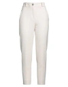 Peserico Easy Woman Pants Ivory Size 6 Polyester, Viscose, Cotton, Elastane In White