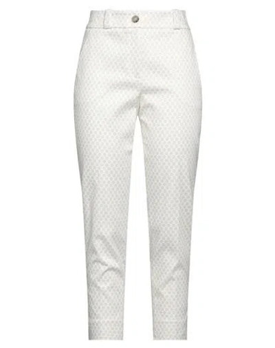 Peserico Easy Woman Pants Ivory Size 8 Cotton, Elastane In White