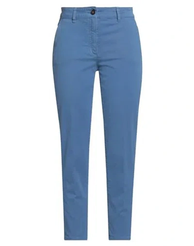 Peserico Easy Woman Pants Light Blue Size 6 Cotton, Elastane