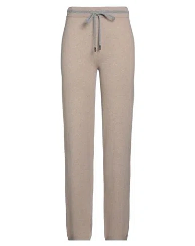Peserico Easy Woman Pants Light Brown Size 10 Merino Wool, Cashmere In Beige