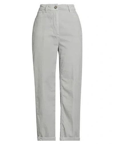 Peserico Easy Woman Pants Light Grey Size 6 Cotton, Elastane In Gray