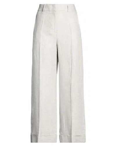 Peserico Easy Woman Pants Light Grey Size 6 Linen In Gray