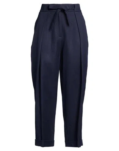 Peserico Easy Woman Pants Midnight Blue Size 6 Linen, Viscose, Elastane