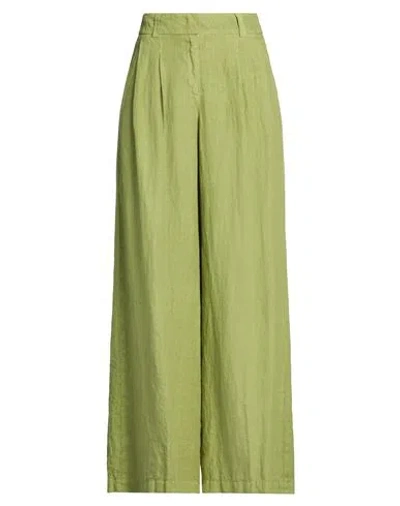 Peserico Easy Woman Pants Military Green Size 6 Linen