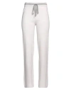 Peserico Easy Woman Pants Off White Size 4 Merino Wool, Cashmere