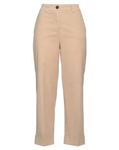 Peserico Easy Woman Denim Pants Beige Size 8 Cotton, Elastane