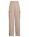 Peserico Easy Woman Pants Sand Size 6 Wool, Polyester, Viscose, Polyamide, Elastane In Brown