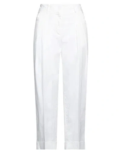 PESERICO PESERICO EASY WOMAN PANTS WHITE SIZE 6 COTTON, ELASTANE